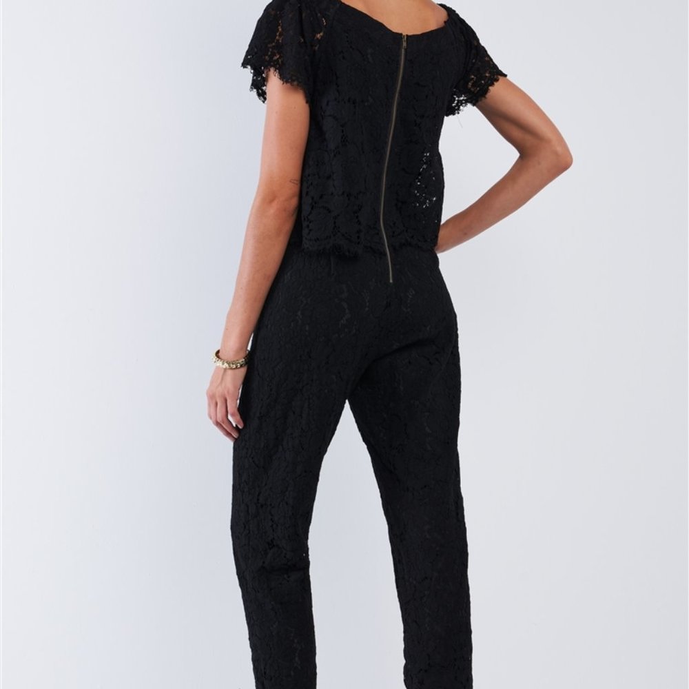 Final Price Black Jumpsuit with Lace Overlay NWT - Picture 2 of 3